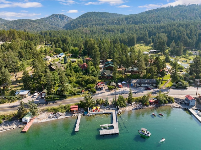 15222 Mt Highway 35, Bigfork, MT 59911 - aerial view of property and surrounding area with a forest and a water and mountain view