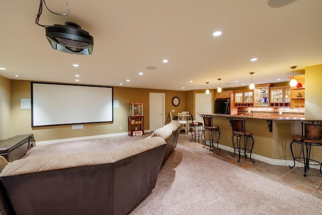 4340 Fox View Loop, Helena, MT 59602 - home theater featuring recessed lighting, baseboards, and light tile patterned floors