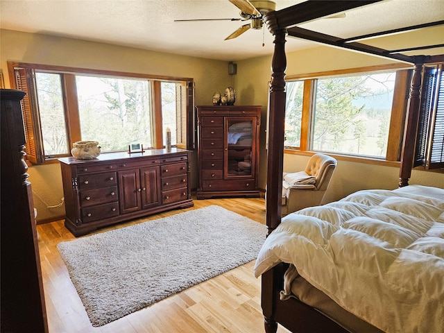 215 Somerset Dr, Kalispell, MT 59901 - bedroom with multiple windows, light wood finished floors, and ceiling fan