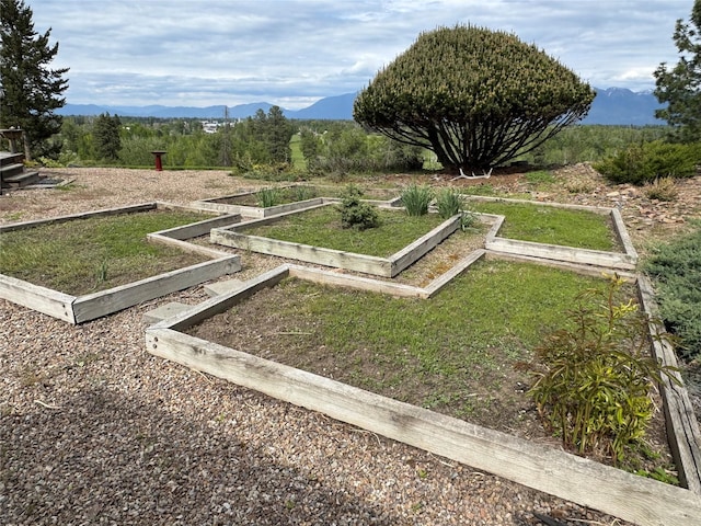 215 Somerset Dr, Kalispell, MT 59901 - view of yard with a mountain view and a vegetable garden