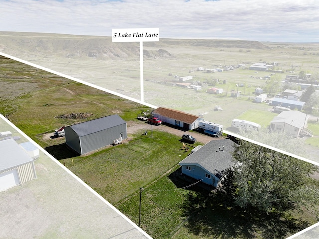 5 Lake Flat Ln, Great Falls, MT 59404 - aerial view of property and surrounding area featuring property boundaries highlighted
