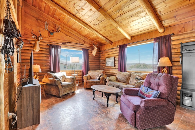 5 Lake Flat Ln, Great Falls, MT 59404 - living area with wood ceiling and rustic walls
