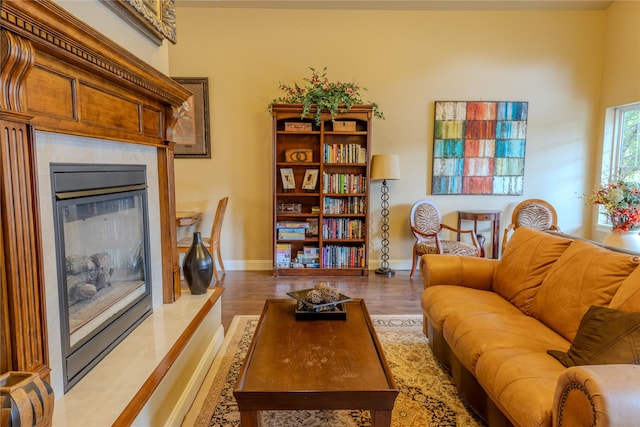 4100 Mullan Rd Unit 712, Missoula, MT 59808 - living area featuring baseboards, a fireplace, and wood finished floors