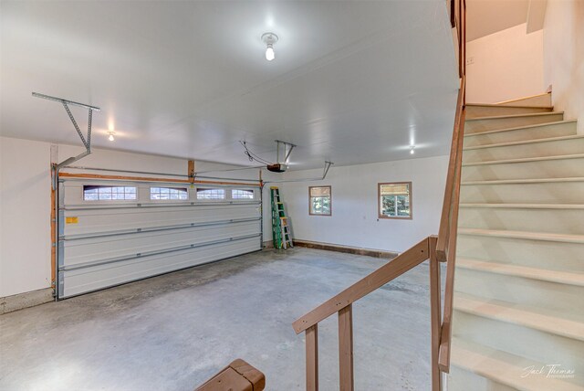 garage with a garage door opener