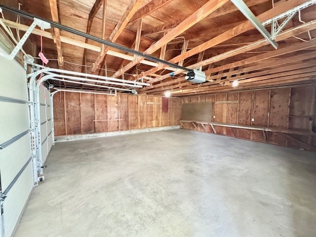 garage with a garage door opener