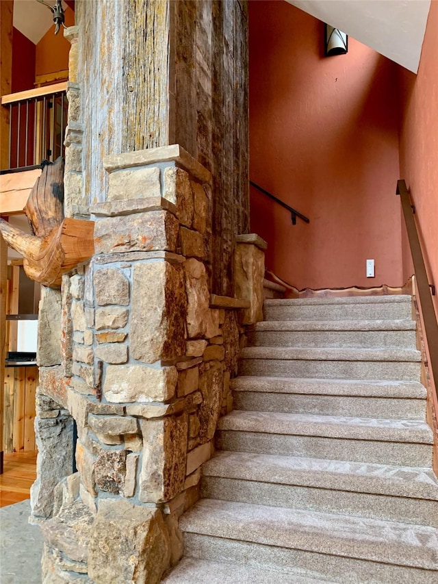 237 N Monture Ct, Seeley Lake, MT 59868 - stairway with wood finished floors