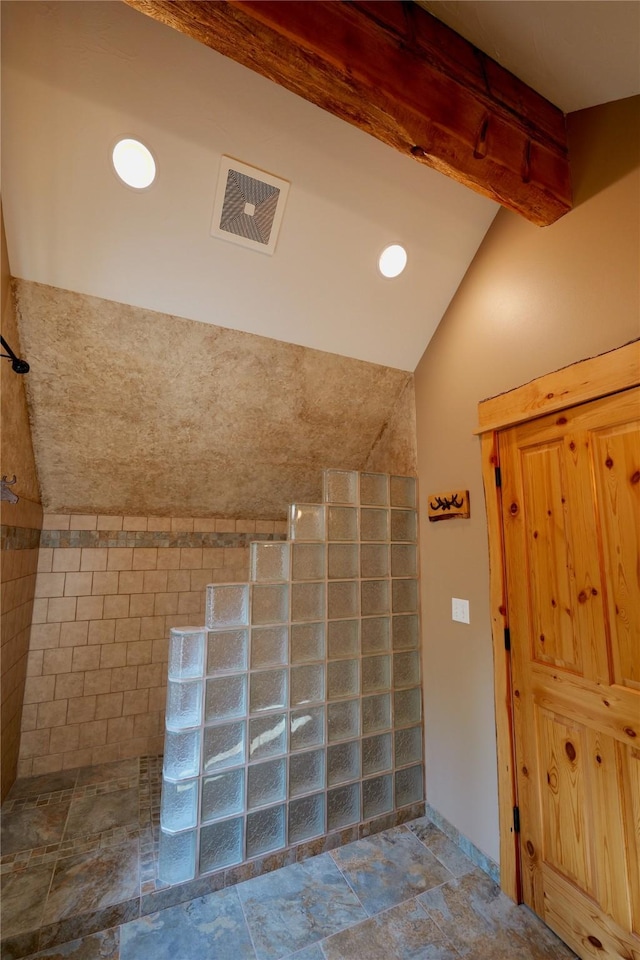 237 N Monture Ct, Seeley Lake, MT 59868 - full bathroom with stone finish floors and a walk in shower