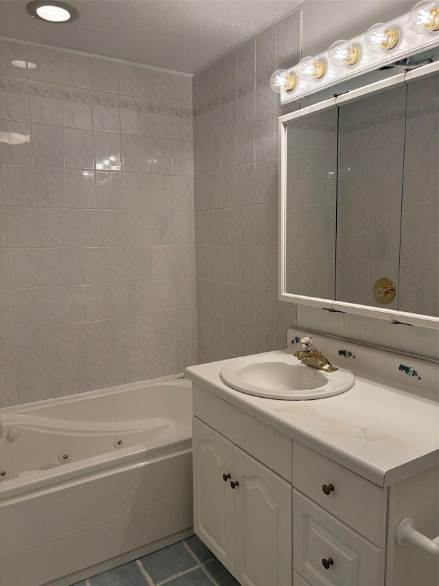 330 N Walnut St, Dillon, MT 59725 - bathroom featuring tile patterned floors, vanity, and a textured ceiling