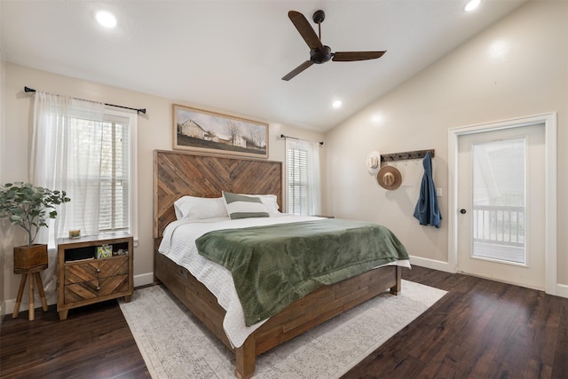 322 Hemlock St, Anaconda, MT 59711 - bedroom with lofted ceiling, multiple windows, recessed lighting, wood finished floors, and baseboards