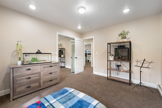 322 Hemlock St, Anaconda, MT 59711 - bedroom with dark colored carpet, baseboards, and recessed lighting