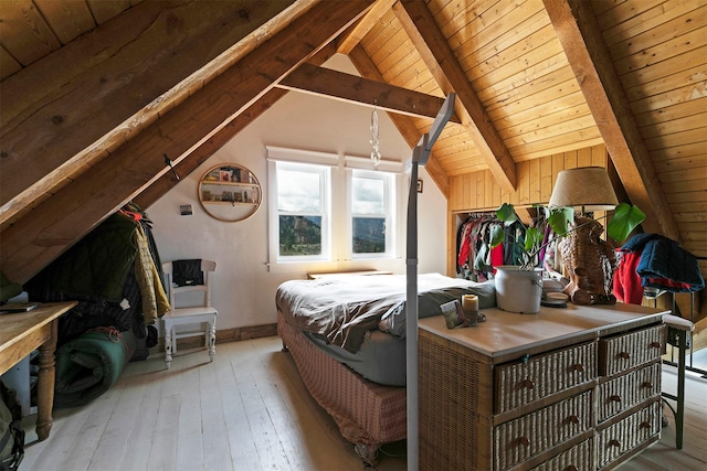 2879 Soft Rock Rd, Corvallis, MT 59828 - bedroom with hardwood / wood-style floors, wood ceiling, and baseboards