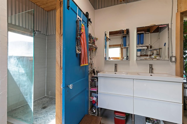 2879 Soft Rock Rd, Corvallis, MT 59828 - full bathroom with tiled shower and double vanity