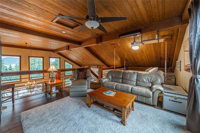 277 Ridge Loop Rd, Rexford, MT 59930 - living room with wooden ceiling, ceiling fan, and hardwood / wood-style floors