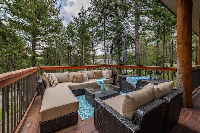 277 Ridge Loop Rd, Rexford, MT 59930 - deck featuring an outdoor hangout area