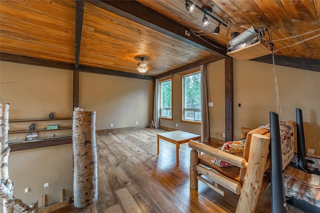 277 Ridge Loop Rd, Rexford, MT 59930 - living room featuring wood ceiling and hardwood / wood-style floors