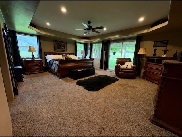 614 Johnson Ln, Superior, MT 59872 - bedroom with carpet, a tray ceiling, and recessed lighting