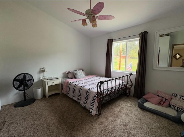 614 Johnson Ln, Superior, MT 59872 - bedroom with lofted ceiling, carpet floors, and ceiling fan