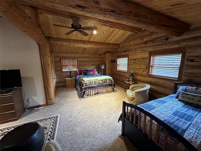 3966 Main Boulder Rd, Big Timber, MT 59011 - carpeted bedroom featuring rustic walls and wood ceiling