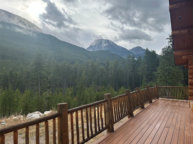 3966 Main Boulder Rd, Big Timber, MT 59011 - deck featuring a view of trees and a mountain view