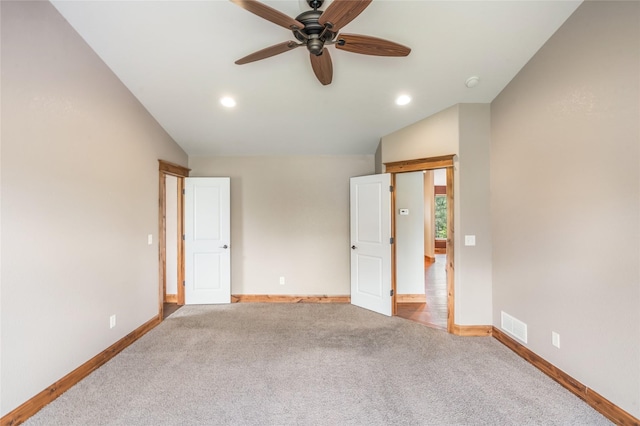 10 Canyon Breeze Ct, Stevensville, MT 59870 - unfurnished bedroom with baseboards, lofted ceiling, carpet floors, recessed lighting, and ceiling fan