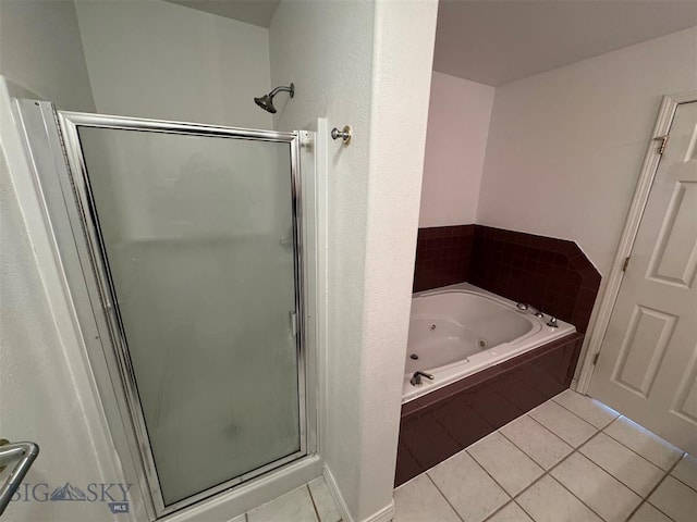 4160 Geneva Ln, Butte, MT 59701 - full bath with a shower stall, a whirlpool tub, and tile patterned flooring
