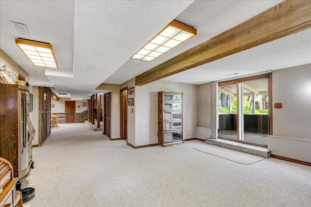 70 Dune Hill Ln, Great Falls, MT 59404 - below grade area with carpet, a textured ceiling, and baseboards