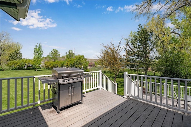 70 Dune Hill Ln, Great Falls, MT 59404 - wooden terrace featuring a yard and area for grilling