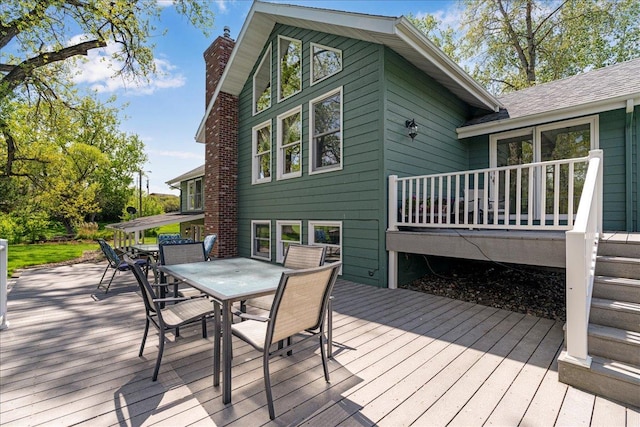 70 Dune Hill Ln, Great Falls, MT 59404 - wooden terrace featuring outdoor dining area