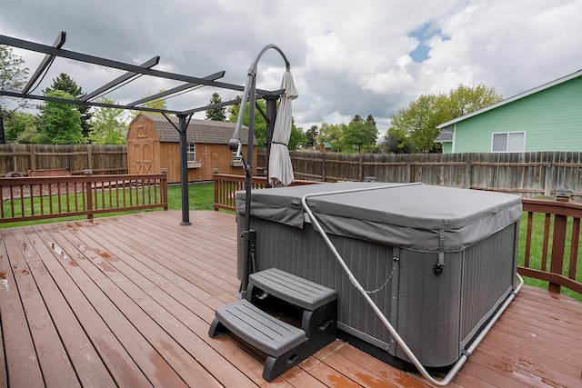 1605 Lund Ln, Polson, MT 59860 - deck featuring a hot tub and a fenced backyard