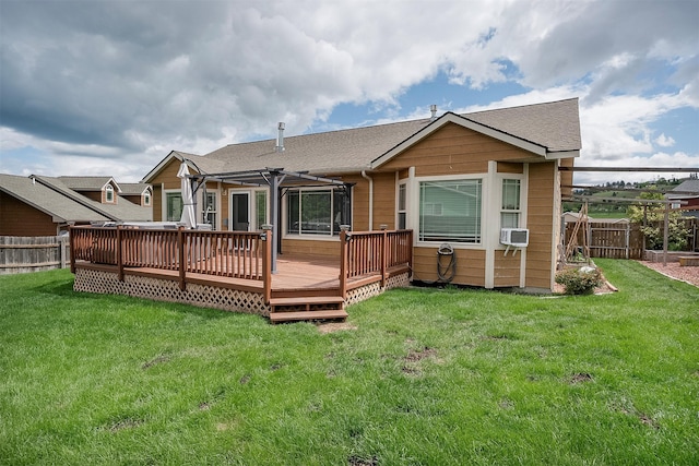 1605 Lund Ln, Polson, MT 59860 - back of house featuring a pergola, a deck, and roof with shingles