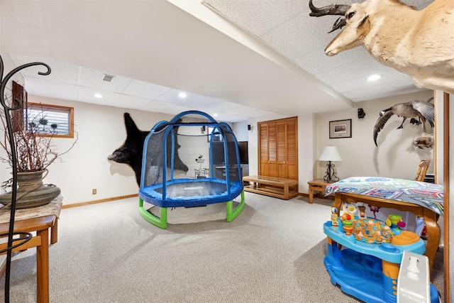 150 Painted Mdws, Butte, MT 59701 - playroom with a paneled ceiling, carpet, and baseboards
