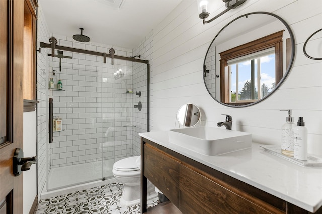 4884 Lower Miller Creek Rd, Missoula, MT 59803 - full bathroom with a shower stall, vanity, and tile patterned floors