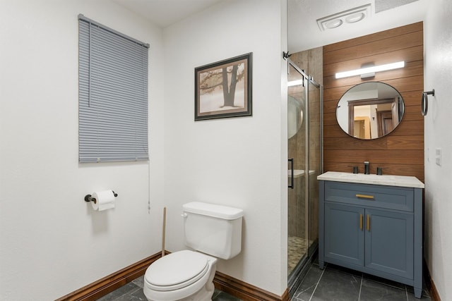 4884 Lower Miller Creek Rd, Missoula, MT 59803 - full bathroom with vanity, a stall shower, and tile patterned floors