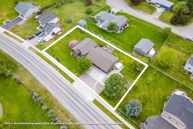 4884 Lower Miller Creek Rd, Missoula, MT 59803 - aerial view of residential area with property parcel outlined