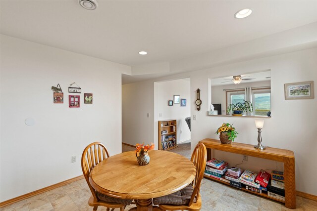 33 Windy Meadow Dr, Townsend, MT 59644 - dining room with baseboards, recessed lighting, and a ceiling fan