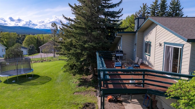280 Hartt Hill Dr, Kalispell, MT 59901 - view of green lawn featuring a trampoline and a mountain view