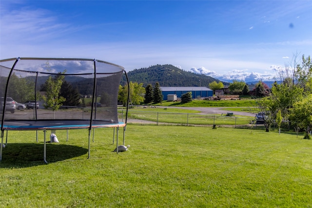 280 Hartt Hill Dr, Kalispell, MT 59901 - view of yard with a trampoline and a mountain view