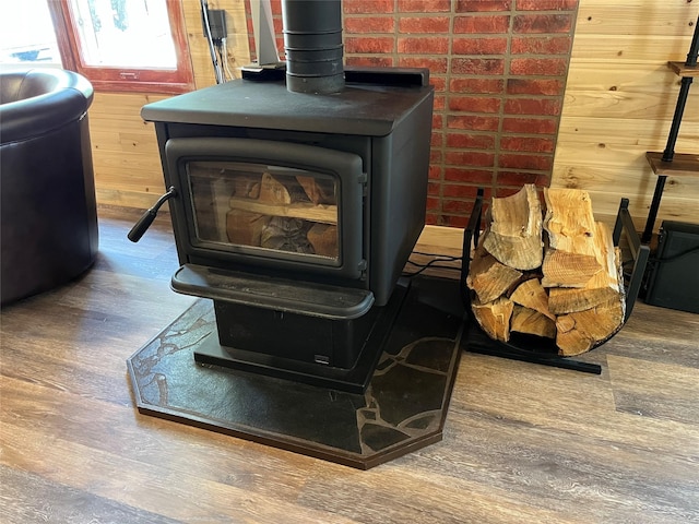 14367 US Highway 2 E, Essex, MT 59916 - detailed view of a wood stove and wood finished floors