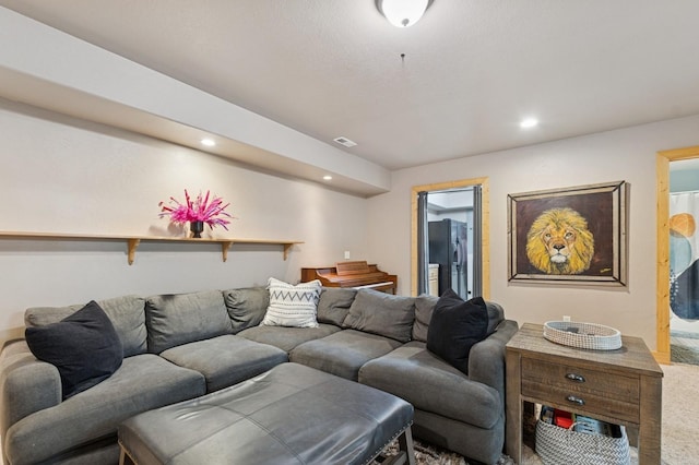 14132 Pine St, Bigfork, MT 59911 - carpeted living area featuring recessed lighting