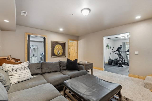 14132 Pine St, Bigfork, MT 59911 - carpeted living room with baseboards and recessed lighting