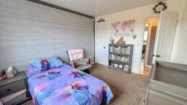 3319 Ivy Dr, Helena, MT 59602 - carpeted bedroom with wooden walls