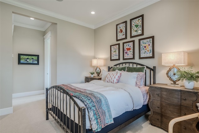 3070 River Lakes Dr, Whitefish, MT 59937 - bedroom featuring carpet floors, baseboards, recessed lighting, and ornamental molding