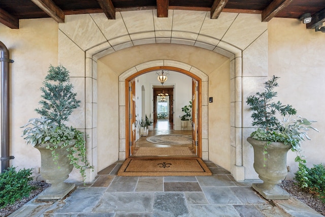 2761 Contour Rd, Missoula, MT 59802 - doorway to property featuring stucco siding