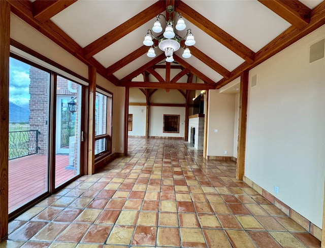 444 Windwalker Trl, Stevensville, MT 59870 - unfurnished sunroom featuring plenty of natural light and a chandelier