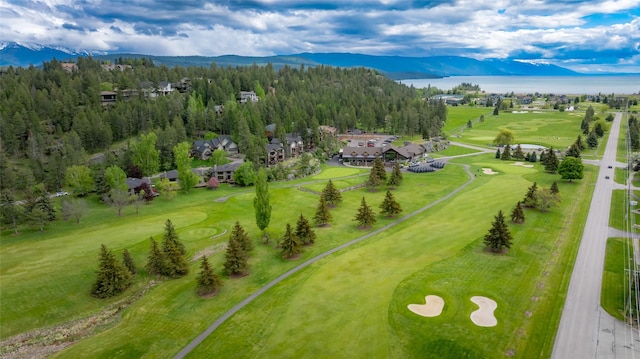 259 Eagle Bend Dr, Bigfork, MT 59911 - aerial view of a water and mountain view, a local golf course, and a heavily wooded area