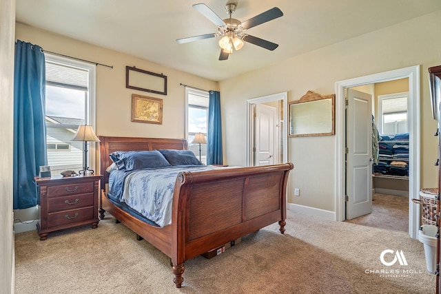 339 Elouise Cobell St, Helena, MT 59601 - bedroom featuring light carpet, baseboards, and ceiling fan