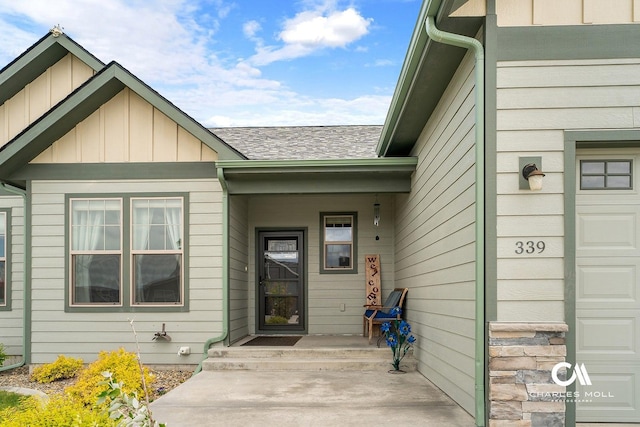 339 Elouise Cobell St, Helena, MT 59601 - entrance to property with board and batten siding and a shingled roof