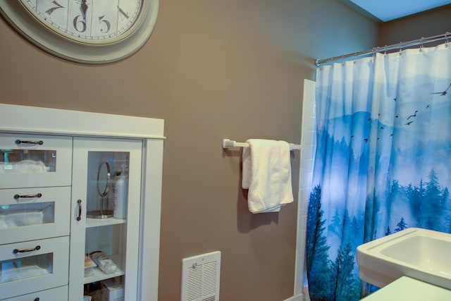 2055 Diamond Match Rd, Superior, MT 59872 - bathroom featuring curtained shower and heating unit