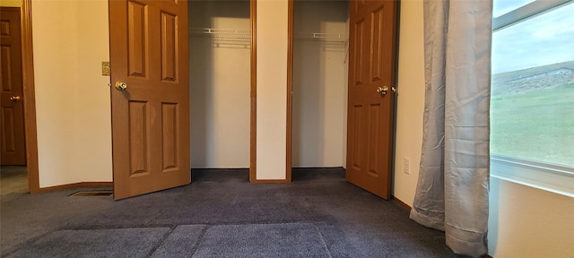 8 Teresa Ln, Great Falls, MT 59404 - unfurnished bedroom with multiple windows, multiple closets, and dark colored carpet