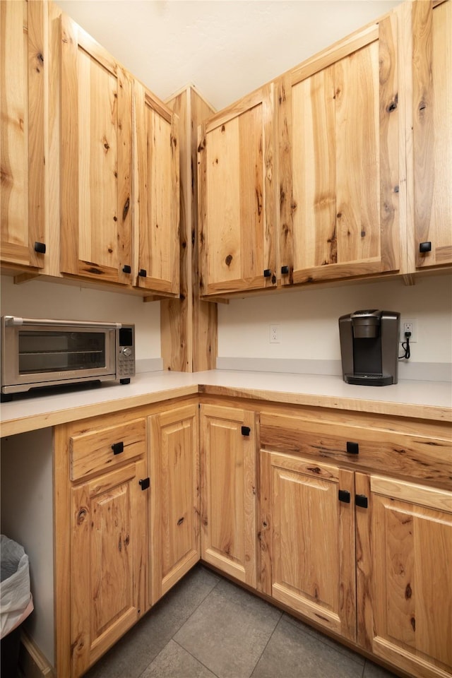 12520 Pinkham Creek Rd, Rexford, MT 59930 - kitchen featuring light brown cabinetry, light countertops, and tile patterned floors